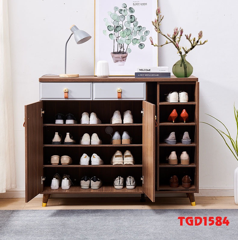 Tủ giày được thiết kế hiện đại, kiểu dáng đơn giản, phù hợp với không gian gia đình.